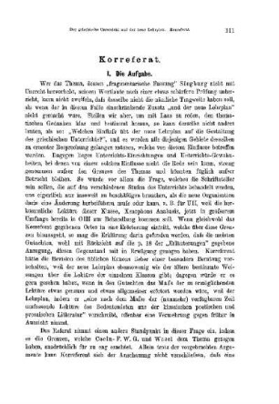 Der griechische Unterricht und der neue Lehrplan : [Korreferat]
