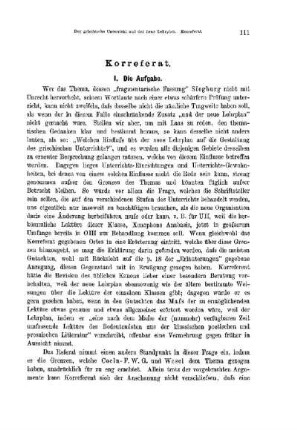 Der griechische Unterricht und der neue Lehrplan : [Korreferat]
