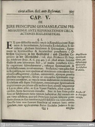 Cap. V. De Iure Principum Germaniae, Cum Primis Saxoniae Ante Reformationem Circa Actiones Ecclesiasticas