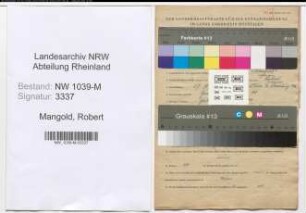 Entnazifizierung Robert Mangold , geb. 17.04.1898 (Monteur)