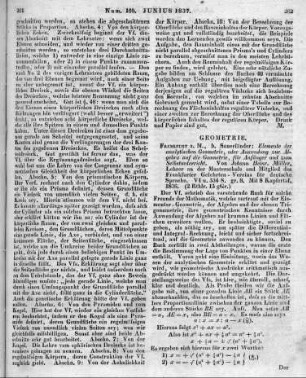 Müller, J. H. J.: Elemente der analytischen Geometrie oder Anwendung der Allgebra auf die Geometrie für Anfänger und zum Selbstunterricht. Frankfurt: Sauerländer 1836