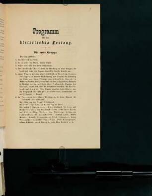 Programm für den historischen Festzug