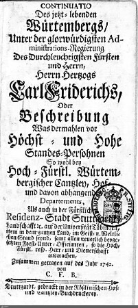 1742: Württembergisches Adressbuch, 1742