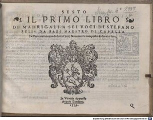 IL PRIMO LIBRO DE MADRIGALI A SEI VOCI