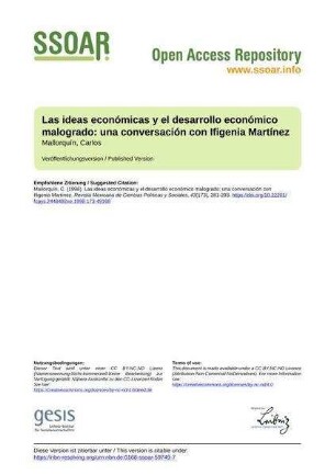 Las ideas económicas y el desarrollo económico malogrado: una conversación con Ifigenia Martínez