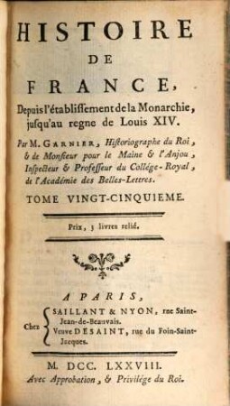 Histoire de France Depuis L'Etablissement De La Monarchie Jusqu'au Regne De Louis XIV, 25