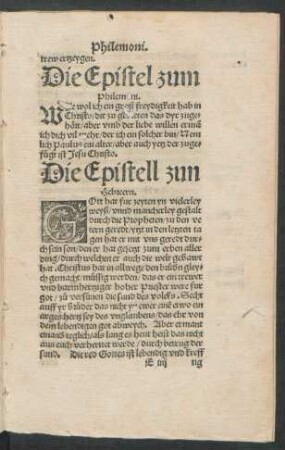 Die Epistell zun Hebreern.