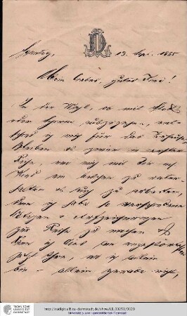 Brief vom 13.09.1885