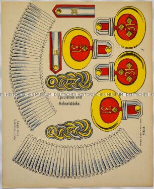 Bilderbogen aus der Neuruppiner-Serie, Epauletten und Achselstücke, No 8744
