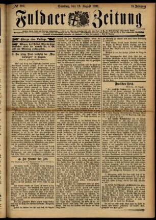 Erste Ausgabe vom Samstag, den 15. August 1891.