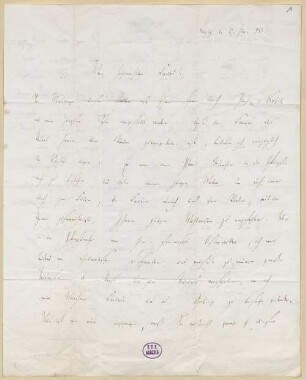 Justus von Liebig (1803-1873), Nachlass: Briefe von Otto Linné Erdmann an Justus von Liebig - BSB Liebigiana II.B. Erdmann, Otto Linné