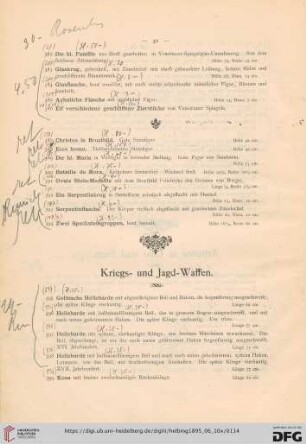 Kriegs- und Jagd-Waffen (Nr. 395-478)