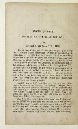 Dritter Zeitraum. Preußen ein Königreich seit 1701
