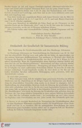 8: Denkschrift der Gesellschaft für humanistische Bildung