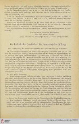8: Denkschrift der Gesellschaft für humanistische Bildung