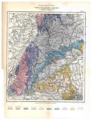 Tafel VI: Geognostische Karte von Württemebrg, Baden und Hohenzollern