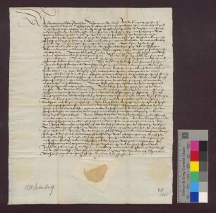 Revers der Stadt Waldshut bei der Rückgabe der ihr entzogenen älteren Freiheitsbriefe an sie.