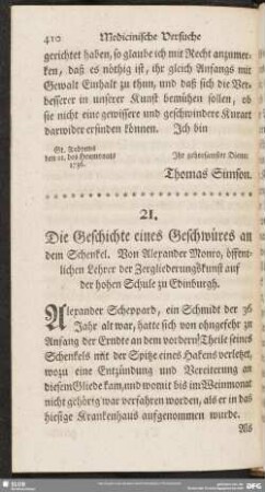 Die Geschichte eines Geschwürs an dem Schenkel