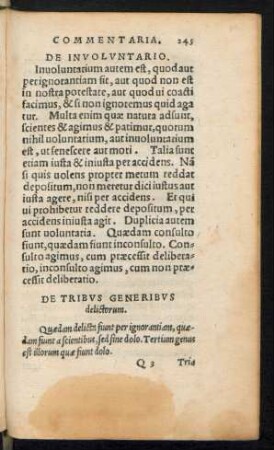 De Tribus Generibus delictorum.