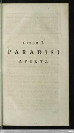 Liber I. Paradisi Aperti