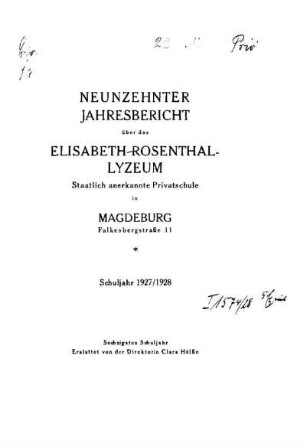 1927/28: Jahresbericht ... - 1927/28