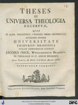 Theses Ex Universa Theologia Excerptae