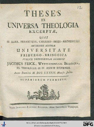 Theses Ex Universa Theologia Excerptae