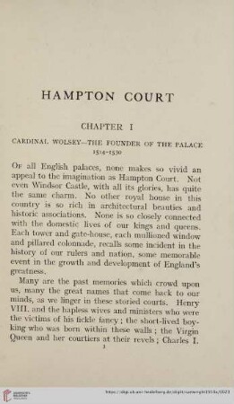 Chapter I: Cardinal Wolsey - The Founder of the Palace