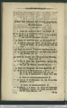Zusätze und während des Drucks vorgefallene Veränderungen