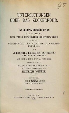 Untersuchungen über das Zuckerrohr
