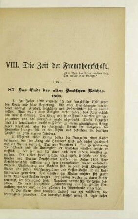 VIII. Die Zeit der Fremdherrschaft