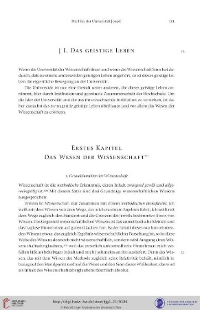 I. Das geistige Leben
