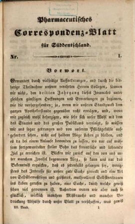 Pharmaceutisches Correspondenz-Blatt für Süddeutschland : hrsg. unter Mitw. sämmtl. Apotheker-Gremien Bayerns. 3. 1843