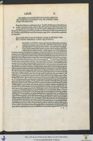 Eiusdem Ioannis Reuchlin in librum secundum…praefatio.