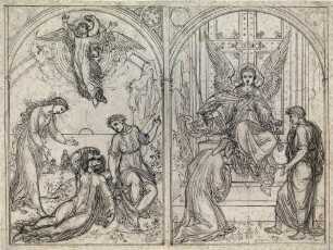 Dantes Traum vom Adler. Dante und Vergil an der Pforte des Fegefeuers. Dante, Göttliche Komödie, Fegefeuer, 9. Gesang, Entwürfe für die Casa Massimo in Rom