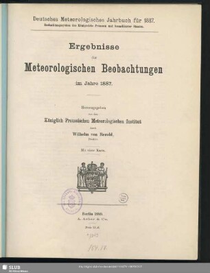 1887: Ergebnisse der meteorologischen Beobachtungen : im Jahre ...