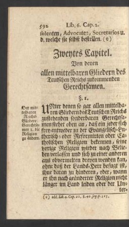 Zweytes Capitel. Von denen allen mittelbaren Gliedern des Teutschen Reichs zukommenden Gerechtsamen