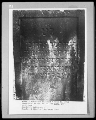 Grabstein von Aaron Levi, Sohn des Löb Levi (+ 1804.03.21)