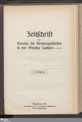 2.1905: Zeitschrift des Vereins für Kirchengeschichte der Provinz Sachsen