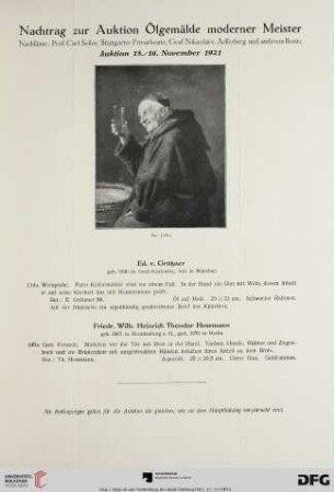 Nachtrag zur Auktion Ölgemälde moderner Meister (Nr. 114a-149a)