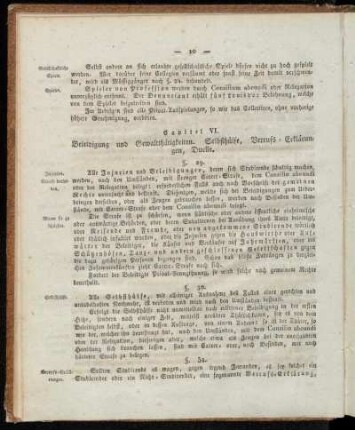 Capitel VI. Beleidigung und Gewaltthatigkeiten. Selbsthülfe, Verrufs-Erklärungen, Duelle
