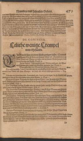 De Coniugio. Etliche wenige Exempel vom Ehestande.