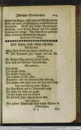 Hier folgen noch einige jährliche Merckzeichen