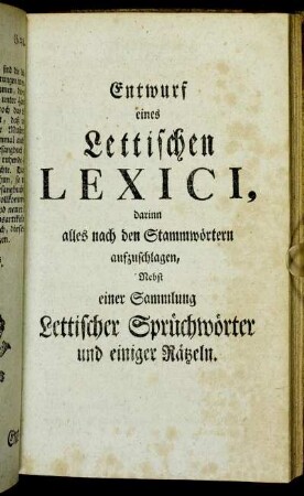 Entwurf eines Lettischen Lexici