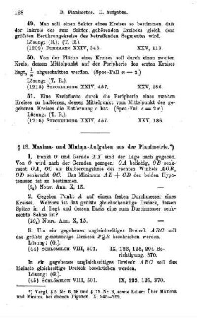 § 13. Maxima- und Minima-Aufgaben aus der Planimetrie (25).
