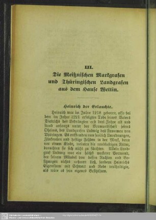 III. Die Meißnischen Markgrafen und Thüringischen Landgrafen aus dem Hause Wettin