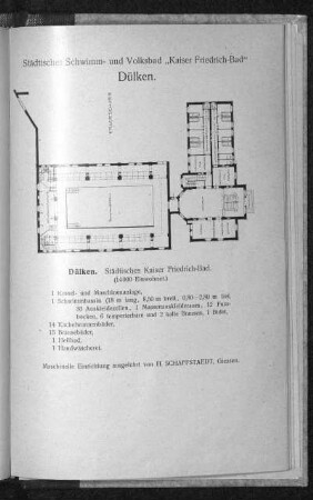 Städtisches Schwimm- und Volksbad "Kaiser Friedrich-Bad" Dülken. Erdgeschoss. Grundriss