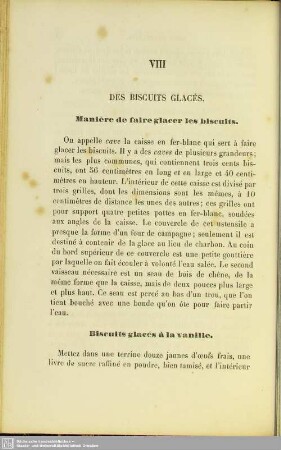 VIII. Des biscuits glacés