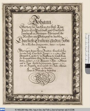 Textblatt zum Porträt Herzog Johanns des Beständigen