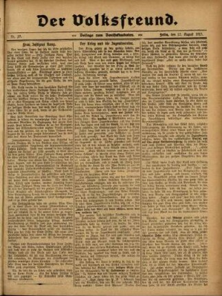 Ausgabe vom Sonntag, den 15. August 1915.